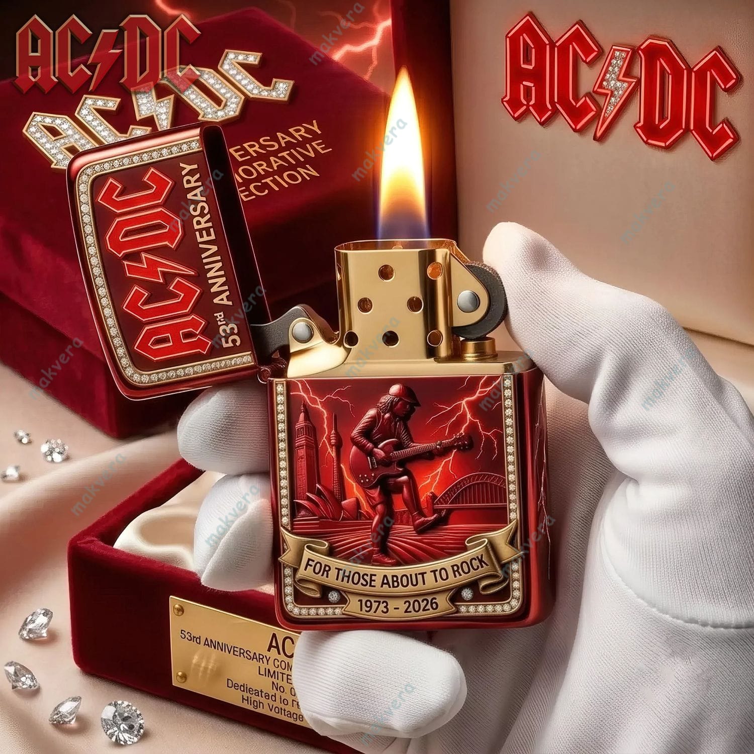 AC/DC 53rd Anniversary 1973-2026 Zippo Case - Makvera Store