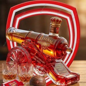 Arsenal 140Th Anniversary Cannon 1886-2026 Whiskey Bottle 3