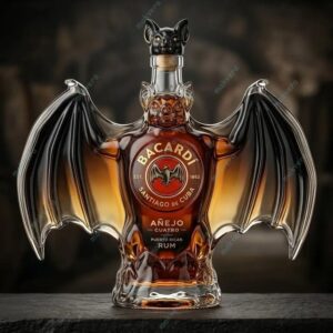 BACARDÍ Rum Sculpted Bat Whiskey Bottle 1 BACARDÍ Rum Sculpted Bat Whiskey Bottle 2