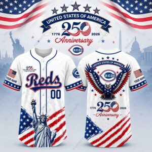 Cincinnati Reds x 250 Years USA Anniversary Patrio Baseball Jersey