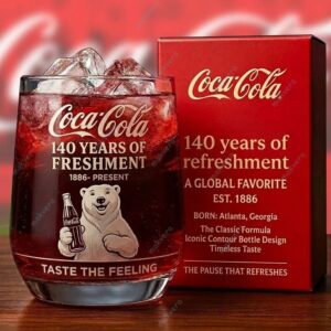 Coca Cola 140 Years Of Preshment Whiskey Glass