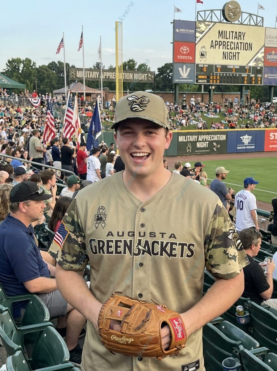 Custom Augusta GreenJacket Military Appreciation Night 2026 Baseball Jersey Custom Augusta GreenJacket Military Appreciation Night 2026 Baseball Jersey