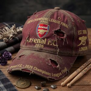 Arsenal F.C UEFA Champions League Final 2026 Cap – Vintage Distressed Football Fan Hat