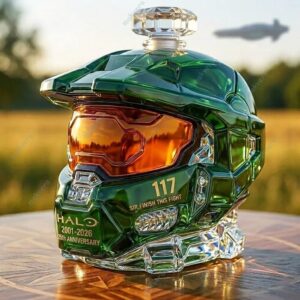 Halo Finish This Fight 25th Anniversary Whiskey Bottle