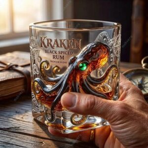 Hot KRAKEN Black Spiced Rum Whiskey Glass 2