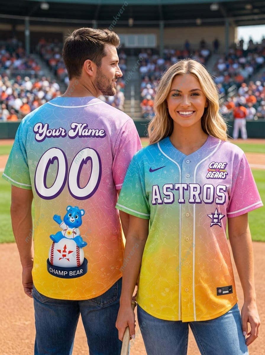 Houston Astros Care Bears Night Custom Baseball Jersey 2 Houston Astros Care Bears Night Custom Baseball Jersey 2