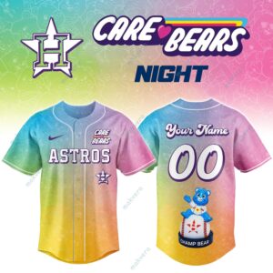 Houston Astros Care Bears Night Custom Baseball Jersey 2 Houston Astros Care Bears Night Custom Baseball Jersey 3