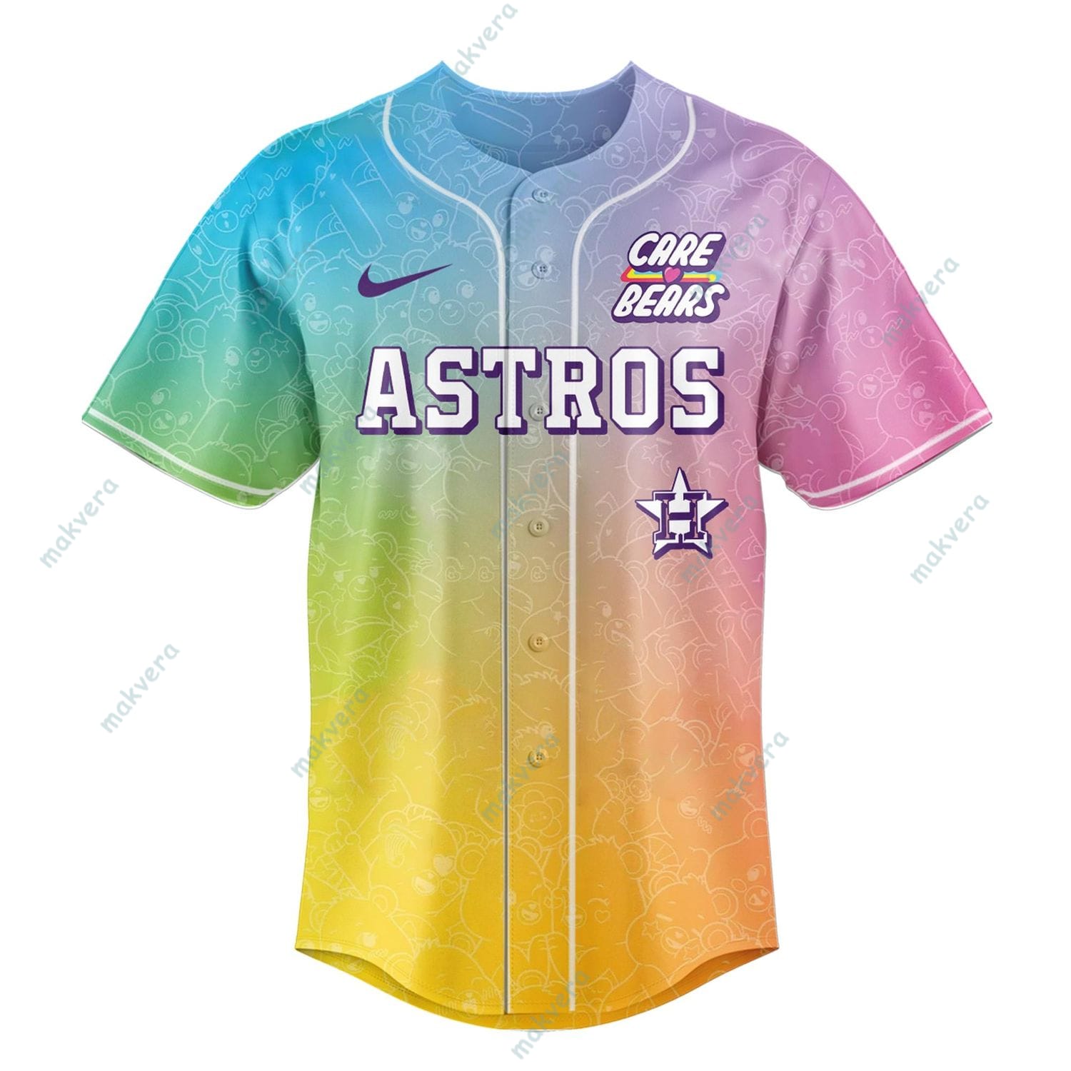 Houston Astros Care Bears Night Custom Baseball Jersey 5 Houston Astros Care Bears Night Custom Baseball Jersey 5