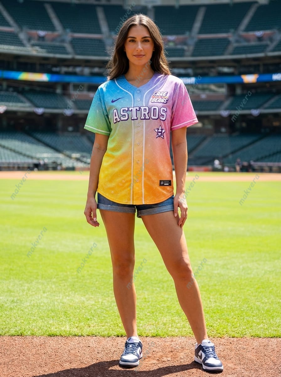 Houston Astros Care Bears Night Custom Baseball Jersey Houston Astros Care Bears Night Custom Baseball Jersey