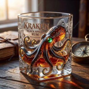 KRAKEN Black Spiced Rum 3D Sculpted Glass