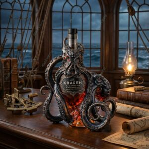 Kraken Black Spiced Rum Sculpted Octopus Collector’s Whiskey Bottle