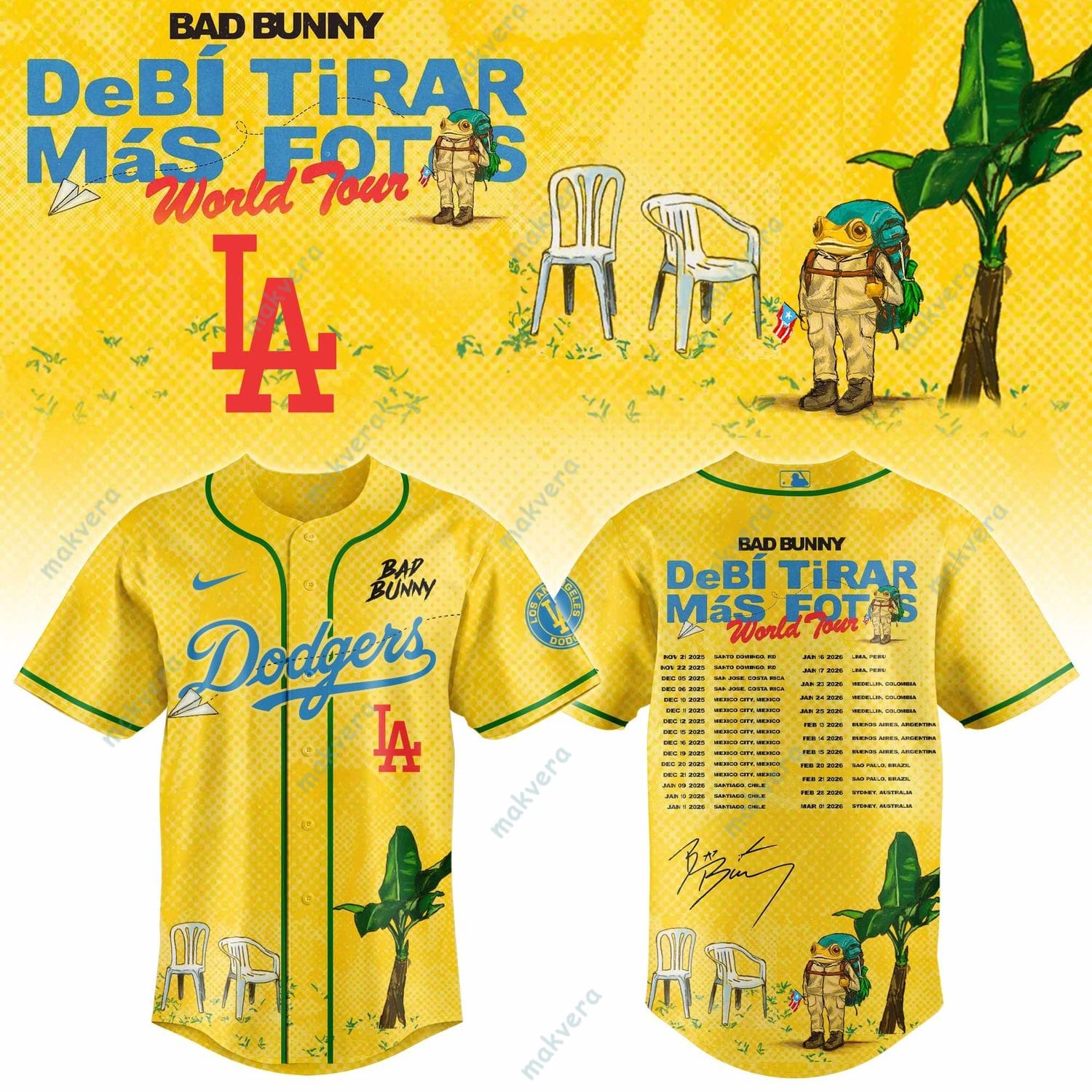 LA Dodgers x Bad Bunny World Tour Baseball Jersey 6