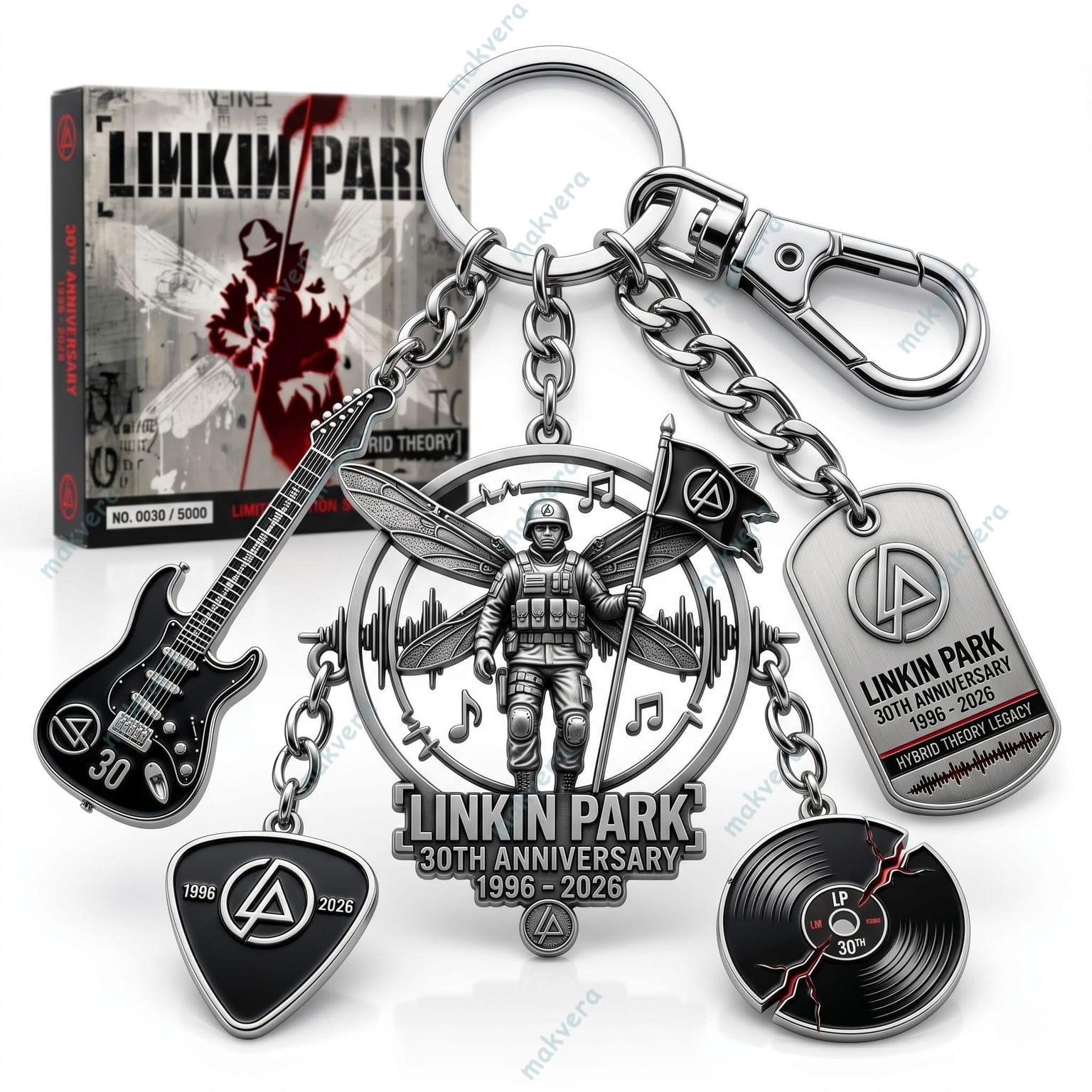 Linkin Park 30Th Anniversary 1996-2026 Keychain 2 Linkin Park 30Th Anniversary 1996-2026 Keychain 2