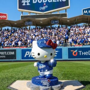 Los Angeles Dodgers Hello Kitty Glitter Mini Bobblehead