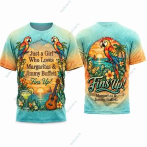 Margaritas Jimmy Buffett Tropical Parrot Vibes 3D Shirt 2