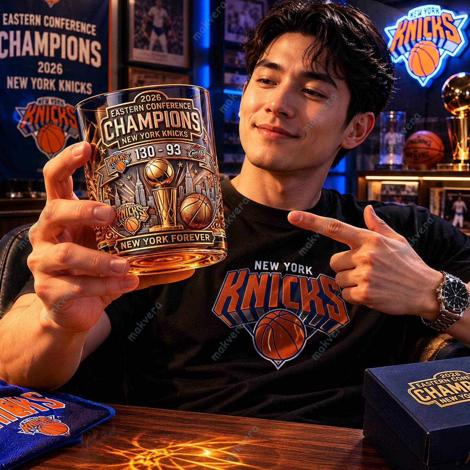 New York Knicks Eastern Conference Champions Whiskey Glass 2 New York Knicks Eastern Conference Champions Whiskey Glass 2