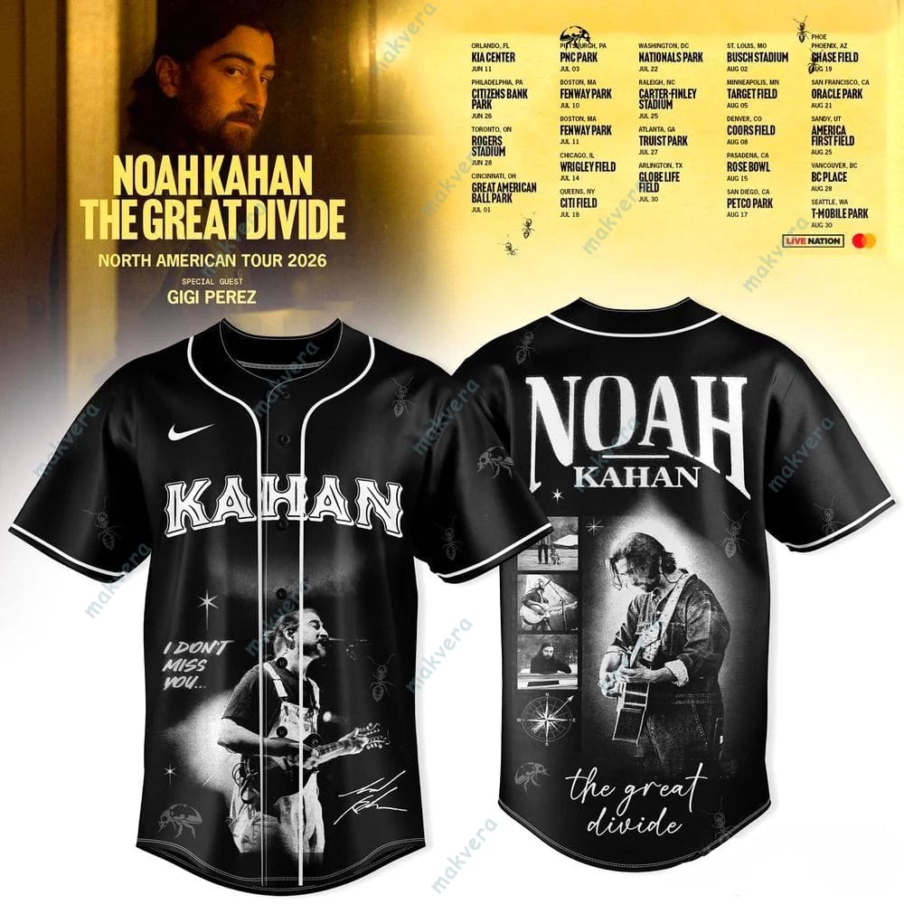 Noah Kahan Tour 2026 The Great Divide Baseball Jersey 3 Noah Kahan Tour 2026 The Great Divide Baseball Jersey 3