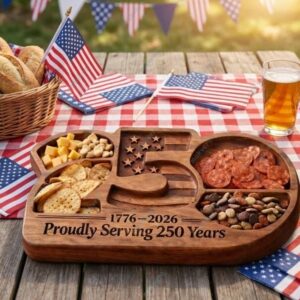 Proudly Serving 250 Years Wooden Charcuterie Board