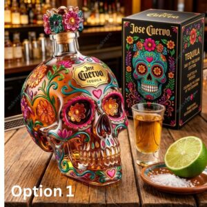 Skull Jose Cuervo Day of the Dead Tequila Whiskey Bottle