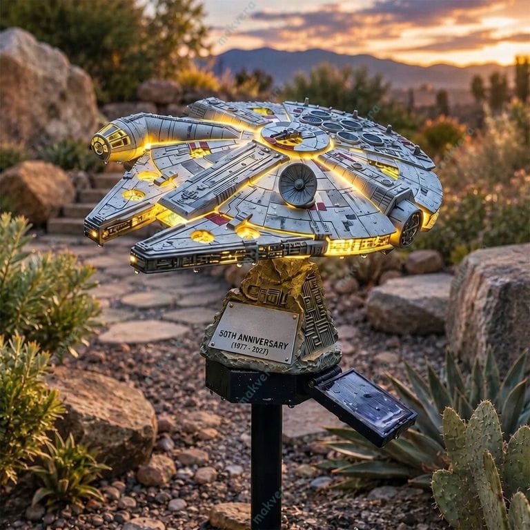 Star Wars 50th Anniversary Millennium Falcon Solar Garden Light 2 Star Wars 50th Anniversary Millennium Falcon Solar Garden Light 2