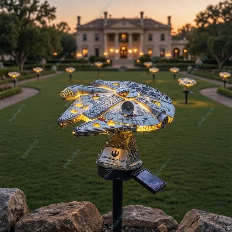 Star Wars 50th Anniversary Millennium Falcon Solar Garden Light Star Wars 50th Anniversary Millennium Falcon Solar Garden Light