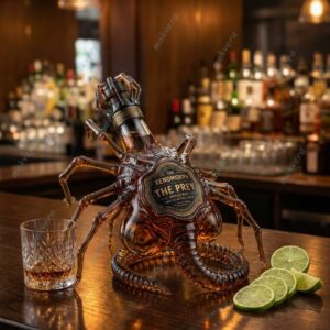 The Alien Facehugger Black Spiced Rum Whiskey Bottle 2