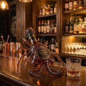 The Alien Facehugger Black Spiced Rum Whiskey Bottle