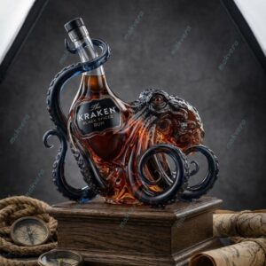 The Kraken Black Spiced Rum Octopus Whiskey Bottle