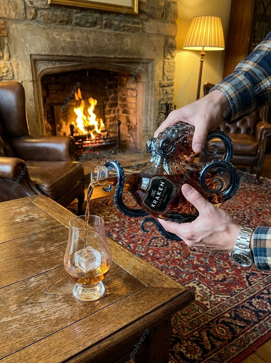 Rượu rum đen vị bạch tuộc Kraken - Chai rượu whisky bạch tuộc Rượu rum đen vị bạch tuộc Kraken - Chai rượu whisky bạch tuộc