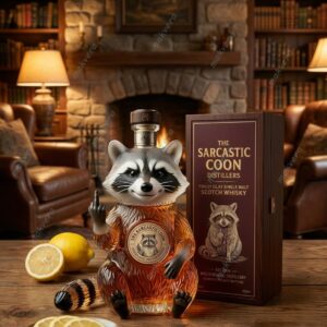 The Sarcastic Coon Raccoon Custom Whiskey Bottle 2