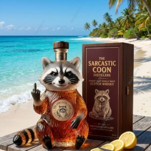The Sarcastic Coon Raccoon Custom Whiskey Bottle 3
