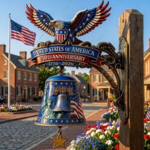 USA 250th Anniversary Patriotic Wall Bell 2