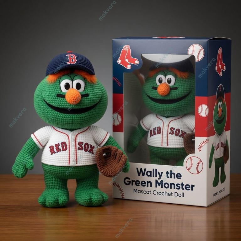 Wally Mascot of Boston Red Sox Crochet Doll 2 Wally Mascot of Boston Red Sox Crochet Doll 2