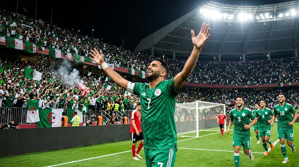 Algeria vs Austria Draw: Dramatic 3-3 Result Secures World Cup Qualification 8 Riyad Mahrez celebrates Algeria goal against Austria in World Cup 2026