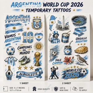 Argentina World Cup 2026 Temporary Tattoos 4 Argentina World Cup 2026 Temporary Tattoos 5