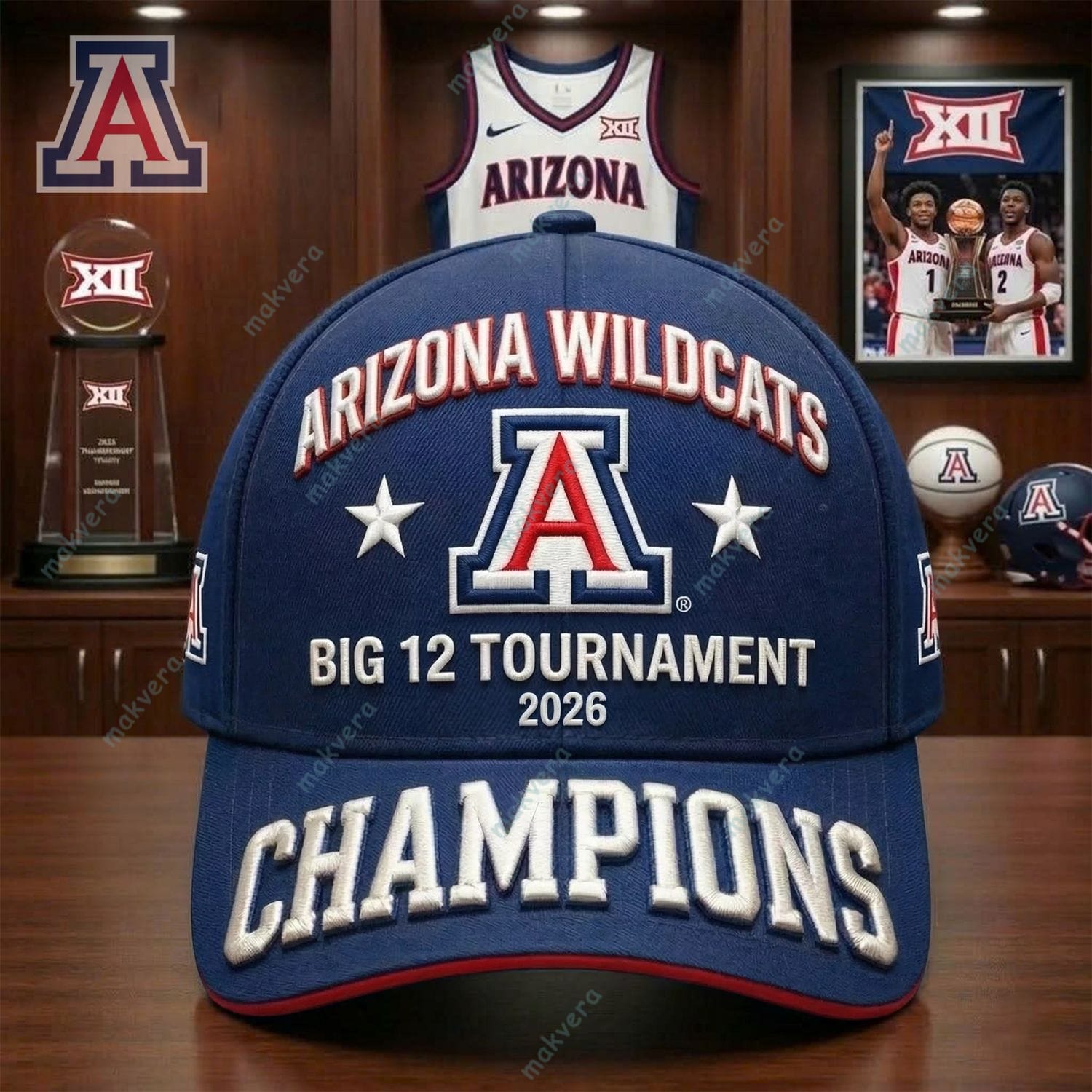 Arizona Wildcats Big 12 Tournament 2026 Champions Cap 3 Arizona Wildcats Big 12 Tournament 2026 Champions Cap 3