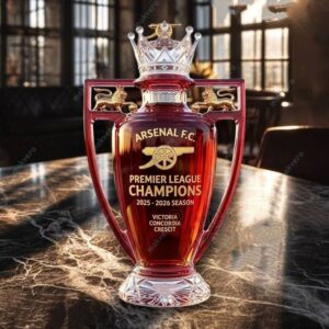 Arsenal FC Premier League Champions 2025 2026 Victoria Concordia Crescit Whiskey Bottle 3