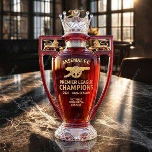 Arsenal FC Premier League Champions 2025 2026 Victoria Concordia Crescit Whiskey Bottle