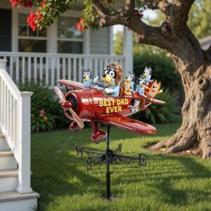 Bluey Characters Best Dad Ever Custom Family Crew Plane Wind Spinner 2