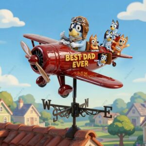 Bluey Characters Best Dad Ever Custom Family Crew Plane Wind Spinner 3
