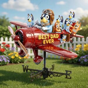 Bluey Characters Best Dad Ever Custom Family Crew Plane Wind Spinner