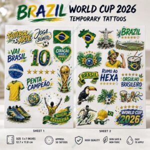 Brazil World Cup 2026 Temporary Tattoos 3