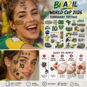 Brazil World Cup 2026 Temporary Tattoos