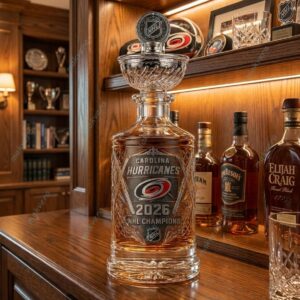 Carolina Hurricanes 2026 NHL Champions Stanley Cup Whiskey Bottle 1 Carolina Hurricanes 2026 NHL Champions Stanley Cup Whiskey Bottle 2