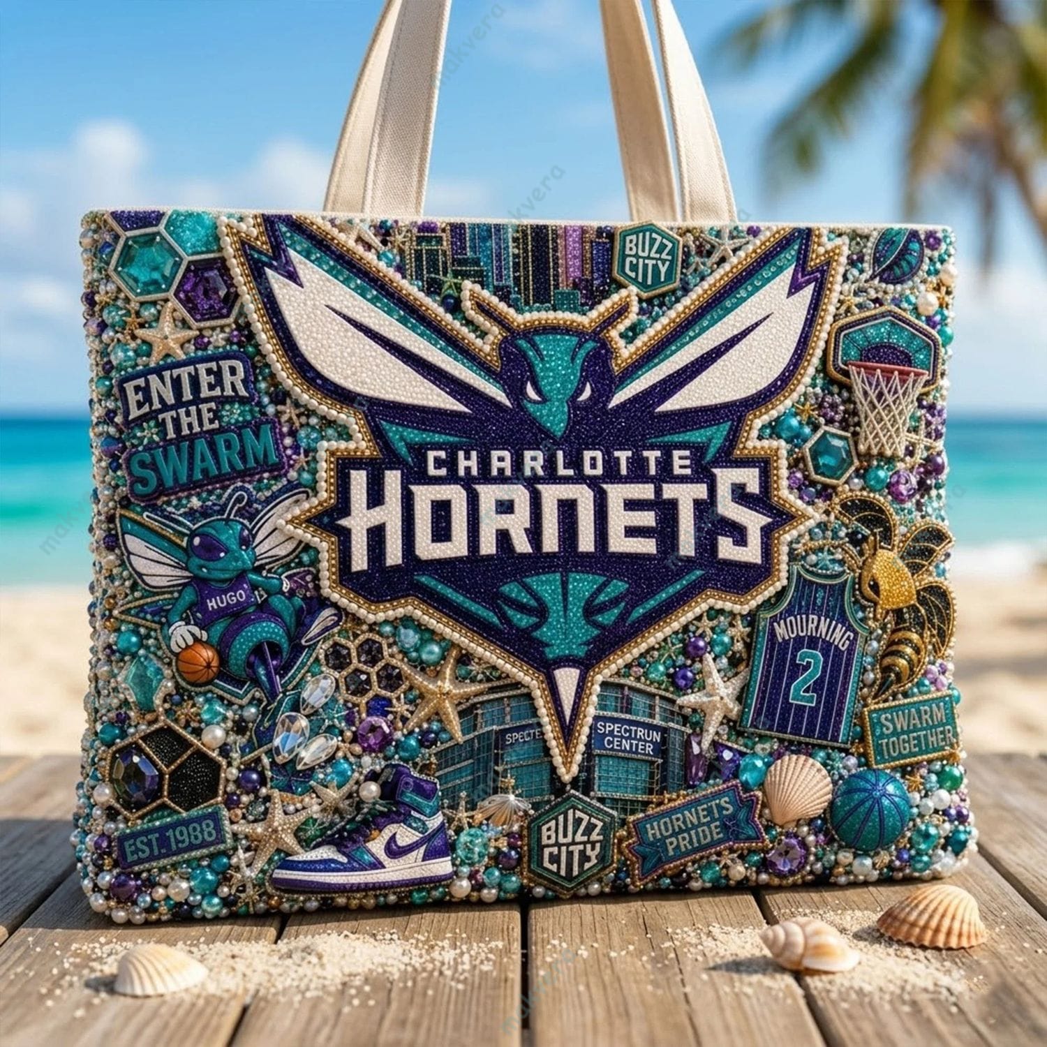 Charlotte Hornets Basketball NBA 2026 Summer Vibes Tote Bag Charlotte Hornets Basketball NBA 2026 Summer Vibes Tote Bag