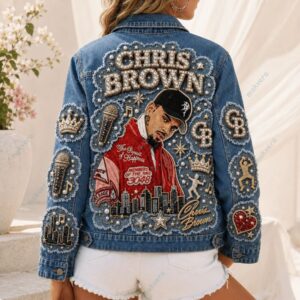 Chris Brown King of R&B Denim Jacket 1 Chris Brown King of R&B Denim Jacket 2
