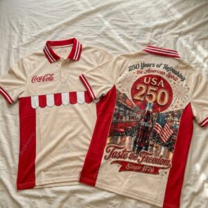 Coca Cola USA 250 Years Of Freedom Patriotic Polo Shirt 2