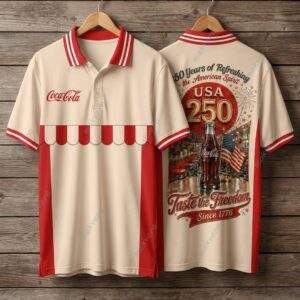 Coca Cola USA 250 Years Of Freedom Patriotic Polo Shirt