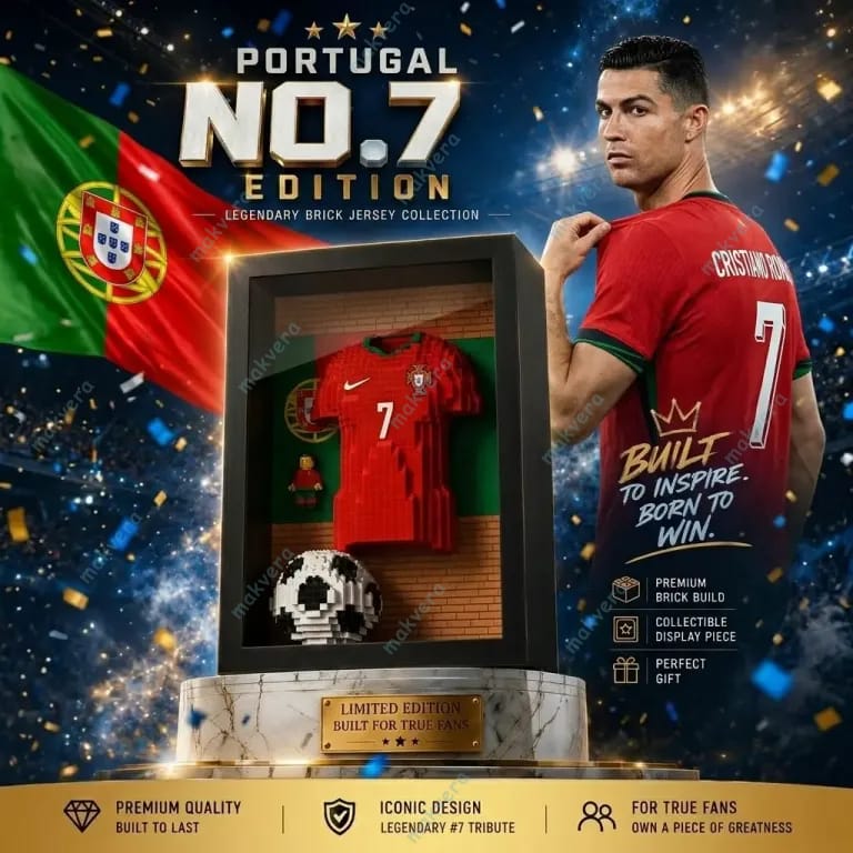 Cristiano Ronaldo Portugal No7 Legendary Brickset Jersey Cristiano Ronaldo Portugal No7 Legendary Brickset Jersey
