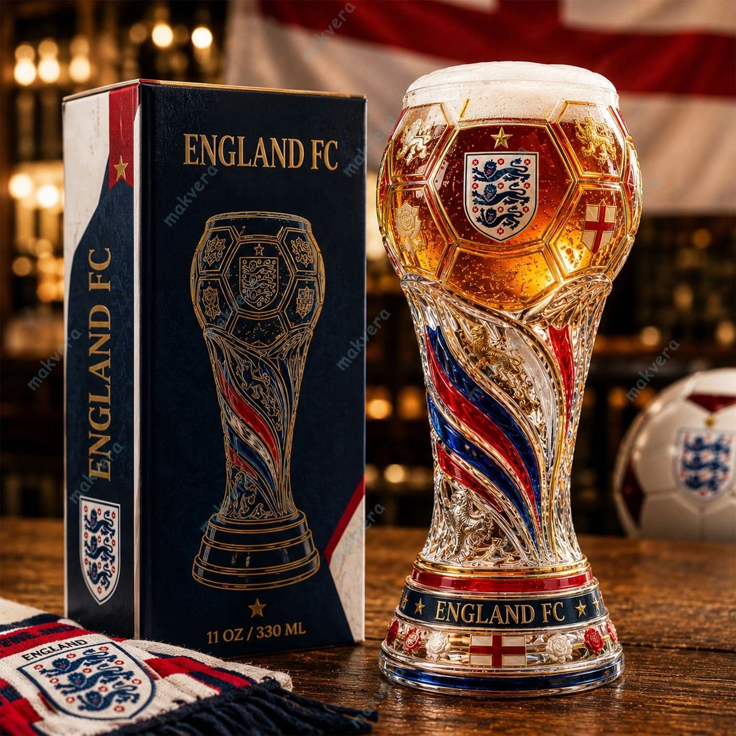 England FC World Cup 2026 Soccer Trophy Beer Glass England FC World Cup 2026 Soccer Trophy Beer Glass